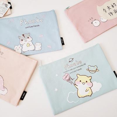 China Customizable Cartoon Style Recyclable Double Layer Office Folder Tote Bag Oxford Student Paper Storage Bag for sale