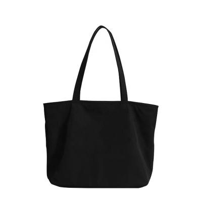 China Recyclable Fashion Big Plus Capacity Tote Bag Black Polyester Shoulder Bag Work Women's Bag for sale