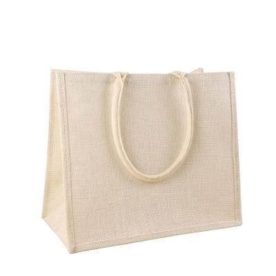 China Recyclable Pure White Canvas Jute Quilting Can Be Customized Pattern Environmental Protection One Shoulder Jute Bag for sale