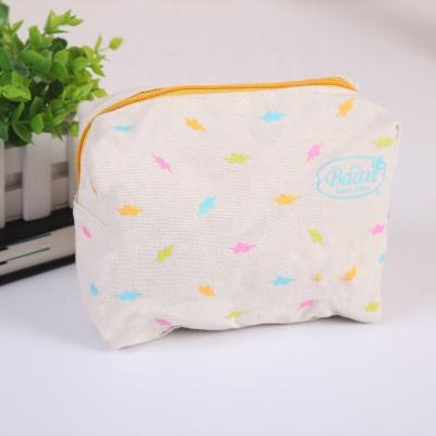 China Recyclable Cotton Canvas Pouch With Zipper Makeup Bag Cosmetic Bag for sale