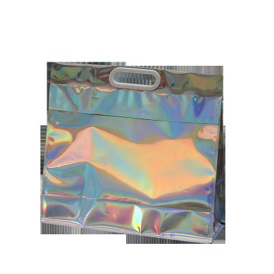 China Hot Sale Durable Women's Waterproof Holographic Rainbow Color PVC Cosmetic Storage Bag Large Capacity Tote Shopping Bag for sale