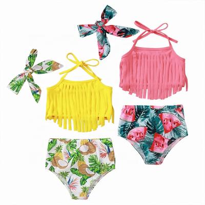 China New Kids Triangle Girls Swimwear Watermelon Coconut Suspenders Print Baby Bathing Suit Fashion Infant Girl Beach Swimwear for sale