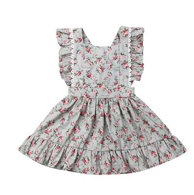 China Summer Kids Baby Fly Sleeve Floral Dress Breathable Girls Holiday Party Princess Dresses Sunbathing Clothes for sale