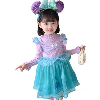 China 2021 breathable autumn and winter snow and ice girl elsa belle dress mermaid sweater princess dress children for sale