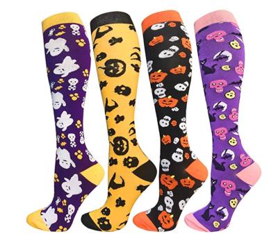 China 2021 Cute Halloween Personality Knee High Compression Sock Cosplay Funny Sporty Women Party Socks for sale