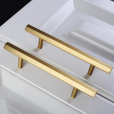 China Minimalist Hexagon Cabinet Knobs And Pulls Brass Furniture Handles Kitchen Pulls Copper Gold Drawer Knobs Cabinet Pulls for sale