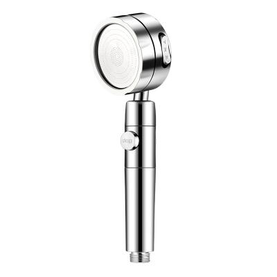 China Bathroom 3 High Pressure Shower Head Modes Slide Bar Waterless High Quality Hand Shower Saving One Button To Stop Water Shower Heads for sale