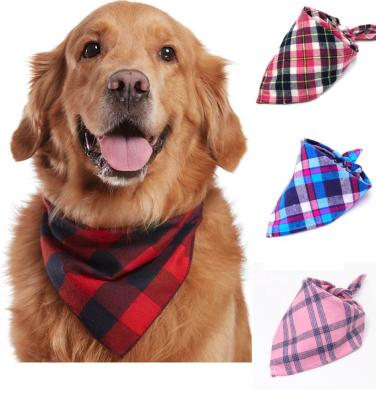 China Viable Fanni Buffalo Plaid Dog Cotton Triangle Pet Bibs Scarf Birthday Gift Accessories Bandanas de perros de Para Bandanas for Fall Winter for sale