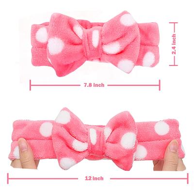 China Popular Fanni Ladies Coral Velvet Polka Dot Spa Makeup Headbands For Wash Face for sale