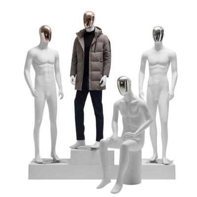 China Other Wholesale Boutique Fashion Men Sitting/Standing Matte Fiberglass Full Body Male Curvy White Mannequin For Men's Clothing for sale