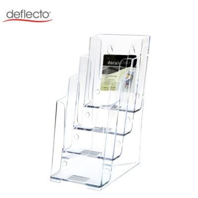 China Eco-friendly Deflecto Trifold Newspaper Article Display Brochure Holder Literature Stand Triple Flyer Holder for sale