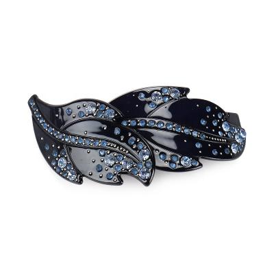 China High Quality Eco-friendly Acrylic Leaf Hair Barrette Women Hair Clips Fashion Rhinestone Leaf Forms Hair Accessories for sale