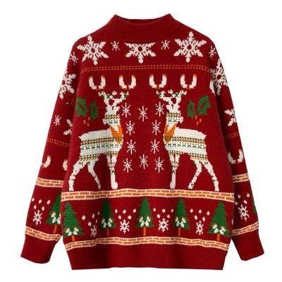 China Other OEM/Odm Winter New Winter Jacquard Knitted Pullover Unisex Christmas Sweater Loose Custom Made Wholesale for sale