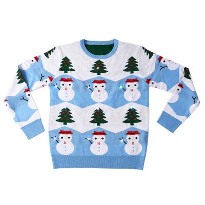 China Anti-wrinkle hot selling European and American style fashion long sleeve knitted Christmas sweater with lights for sale