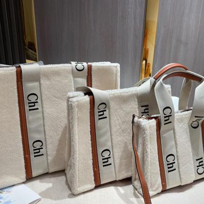 China Handled OEM/ODM Custom Printed Logo High Quality Women's Wool Tote Bags Classic Designer Brand Luxury Purse Top Handle Handbag for sale