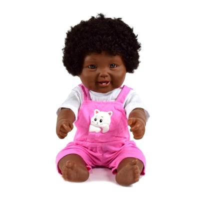 China 18 Inch Changeable Clothing Eco - Friendly Black Baby Doll With Hair for sale