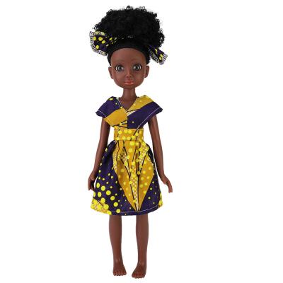 China Newest 13 Inch Lifelike Changeable Vinyl Black African American Girl Doll Clothes For Kids for sale