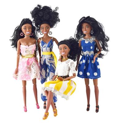 China Real Look PVC Material 13 Inch BJD Doll Eco-Friendly African American Black Girl Doll With Fashion Dress For Kids for sale