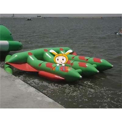 China Waterproof Funny Water Games Inflatable Towable Tube Floating Flying Fish Inflatable Boat With Air Pump for sale