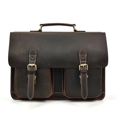 China Luufan GENUINE LEATHER Men Scare OEM Genuine Leather Men's Business Bag Briefcase For 15.6