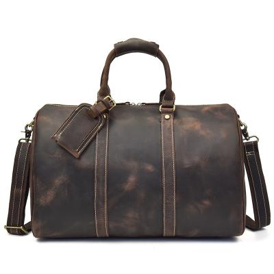 China Retro Japan Style OEM Weekender Bag Men Crazy Horse Casual Leather Duffel Bag For Travel for sale