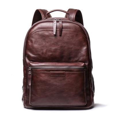 China Lady High Quality Genuine Leather School Backpack of Young Men's Multifunctional Laptop Coffee Backpacks for sale