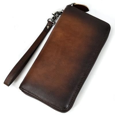 China Fashion Men Crazy Horse Leather New Style Customize Stylish Leather Long Wallet for sale