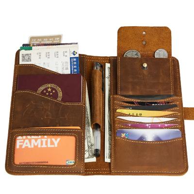 China Wholesale Vintage Large Capacity Leather Wallet Men Passport Holder Wallet Whip Long Wallet for sale