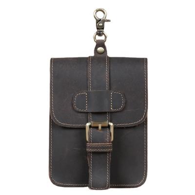 China Mens Custom Dark Brown GENUINE LEATHER Sport Good Quality Genuine Leather Cross - Body Bag Chest Bag for sale