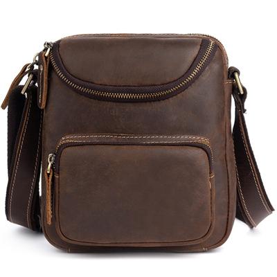 China Crazy Horse Messenger Bag Single Strap Good Quality GENUINE LEATHER Leather Shoulder Bag Small for sale