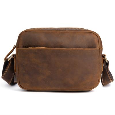 China Men's Crazy Sale GENUINE LEATHER Hot Messenger Pack Horse Leather Shoulder Bag Mini Vintage Sling Bag for sale