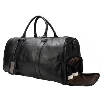 China High Quality Stylish Leather Genuine Leather Outdoor Vintage Luggage Travel Bag Men Duffel Bag With Shoe Compartment for sale