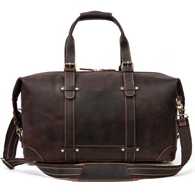 China Vintage Durable High Quality Luxury Mens Luggage Bag Crazy Horse Leather Travel Bag For Overnight for sale