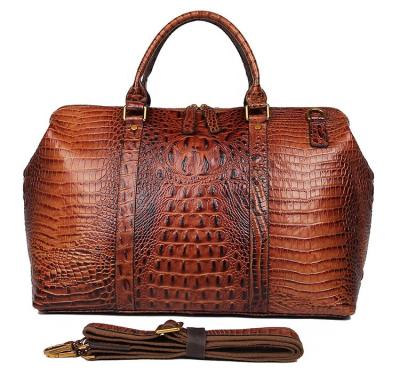 China 2021 New Style Crocodile Grain Crocodile Women's Weekender Genuine Leather Travel Bag Pattern Durable Duffle Bag Men for sale