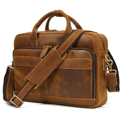 China Vintage Stylish Mens Crazy Horse Leather Briefcase 14