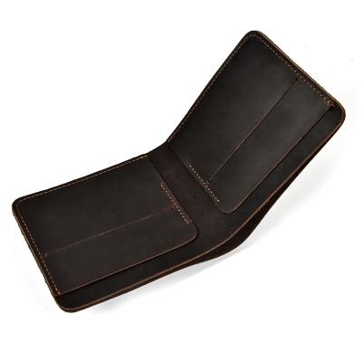 China Simple Men Pocket Wallet Card Holder Wallet Minimalism Short Genuine Leather Slim Wallet for sale