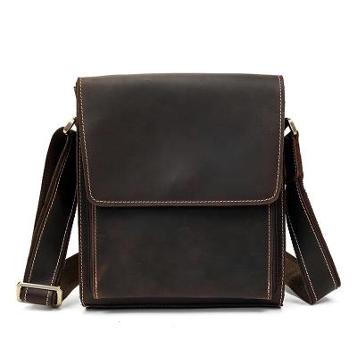 China Vintage Crazy Horse Flapper Leather Messenger Bag Cow Leather Genuine Leather Causal Cover Cross Men's Shoulder Bag - Body Bag for sale