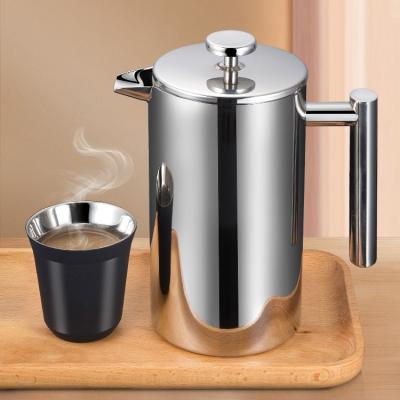 China Steps inverted 304 stainless steel hand brewed coffee pot with filter screen double-layer brewed teapot for sale