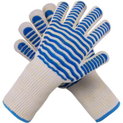 China Extreme Heat Resistant and Hand Protection Non Slip Silicone Oven Gloves Cooking Grill Smoker Barbecue Oven Work Heat Resistant BBQ Gloves for sale