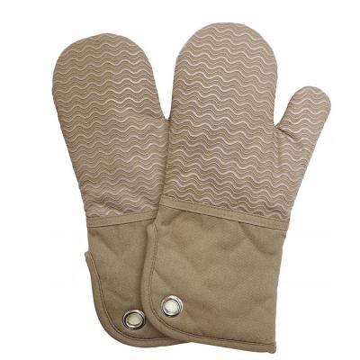 China Long Heat Resistant Cuffs Waterproof Oven Gloves With Cotton Stitched Silicone BBQ Heat Resistant Gloves for sale