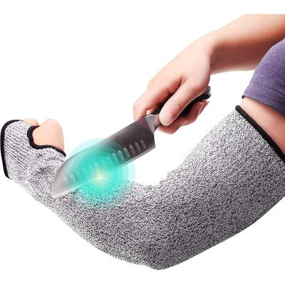 China Heavy Duty Outdoor Safety Cut Working Arm Guard Protection HPPE Knitted Level 5 Cut Resistant Arm Sleeves for sale