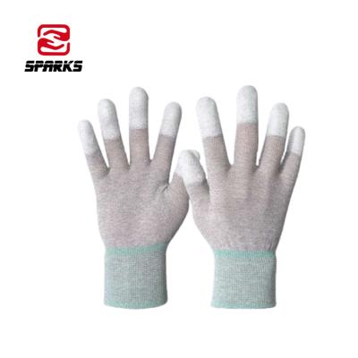 China Carbon Fiber PC Computer Electronics Repair Work Anti Static Breathable PU Coated Finger Protection Anti Static ESD Gloves for sale