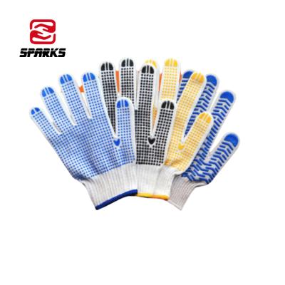 China Anti Static Breathable Cotton Non Slip PVC Beads Protect Finger Safety Work Gloves for sale