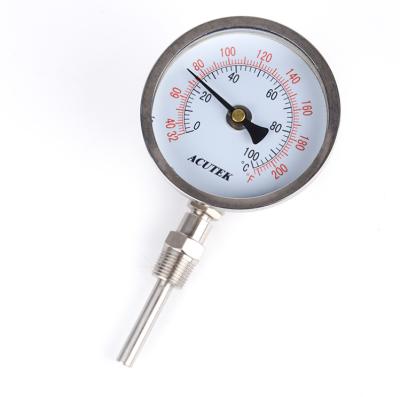 China 304 stainless steel gimbal type thermometerWSS303W stainless steel pipeline bimetallic thermometer for boiler industry for sale