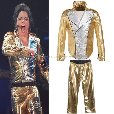 China Gold MJ Michael Jackson Coat History Golden Jacket Pants Sets Cosplay Contstume Cosplay Imita Prop MTV Costume for sale