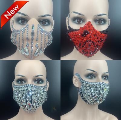 China Sets Stone Sparkly Partymask Singer Women Men Party Stage Show Wear DJ Facialmask for sale