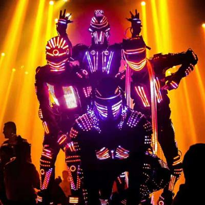 China Sets Programmed LED Robot Costumes With Helmet Cool Nightclub Party Dance Clothing for sale