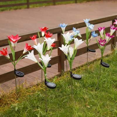 China Outdoor Lily Flower Solar LED String Lamp Retro Light Bulb Christmas Outdoor Decorative Garden Yard Lamp for sale