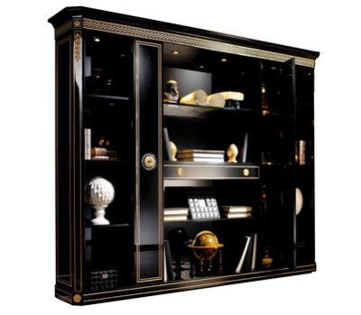 China Solid Wood Frame (Other) Style Adjustable Antique Luxury Living Room Furniture Temper Black Lacquer Glass Bookcase for sale