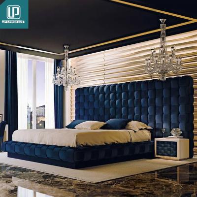 China Italian high end storage letto lit king bett bed frame blue nubuck leather tuft upholstered bed set luxury modern double beds for sale